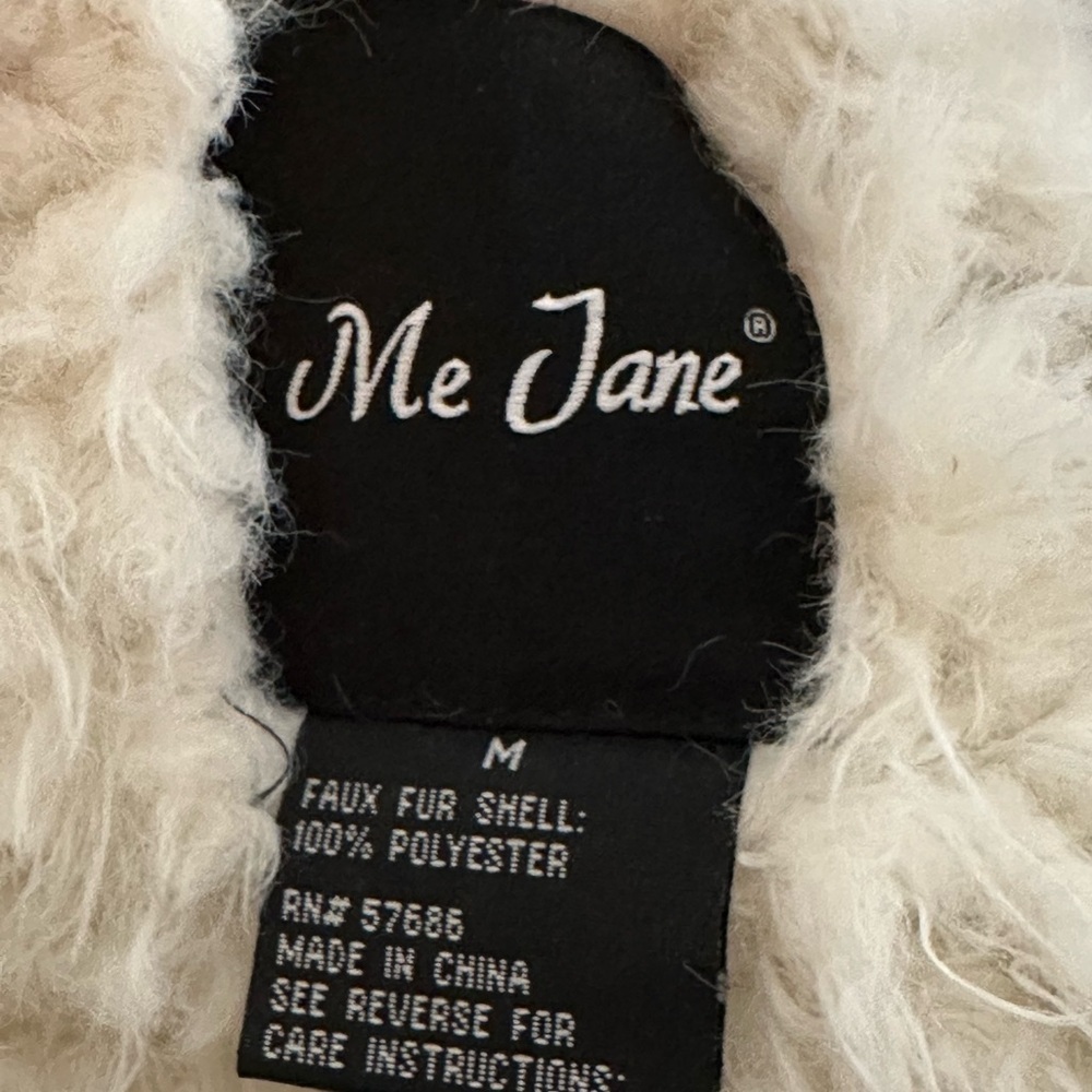 Women's Tan and Cream Shearling Jacket ~ Vegan Sherpa & Suede by Me Jane - Picture 4 of 16